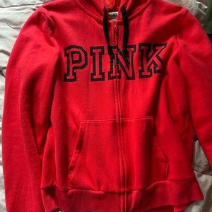 PINK brand red zip up sweater